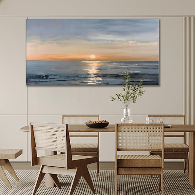 JLXART Wall Art Scenery Landscape Canvas Painting Sunrise Framed Artwork for Bedroom Office Home Decoration Art 30"x58"