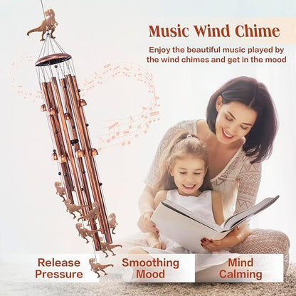 Extra Large 55 Inch Dinosaur Wind Chimes for Outside,Dinosaur Gifts for Adults Men Women/Memorial Gifts/Birthday Gift Metal windchimes Outdoors/Indoors,Garden Decor,Patio,Home,Porch,Yard Decoration
