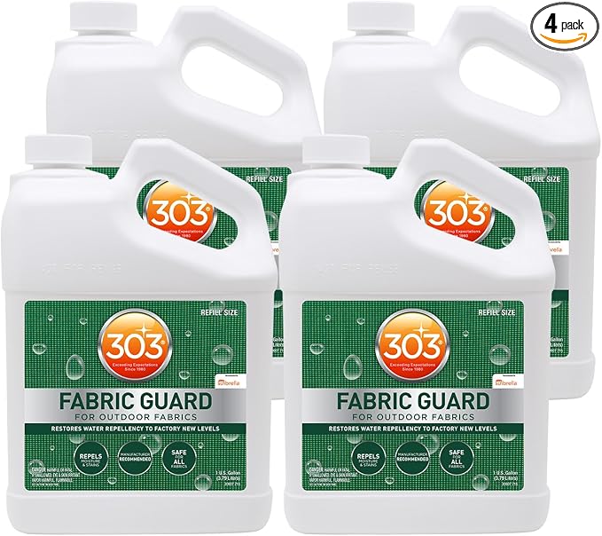 303 Fabric Guard Water Repellent for Outdoor Fabrics, 1 Gallon 4-Pack | Restores water and stain resistance on outdoor fabric, canvas, cushions, and upholstery.