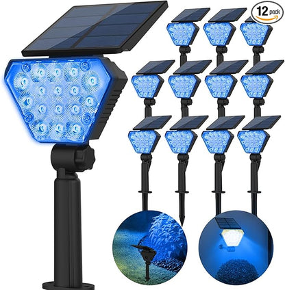 T-SUN Solar Lights Outdoor Waterproof IP65, 12 Pack LED Solar Spot Lights Color Changing IP65 Waterproof Smart Auto On/Off for Outside Landscape Garden Yard Lawn Pathway Patio Driveway