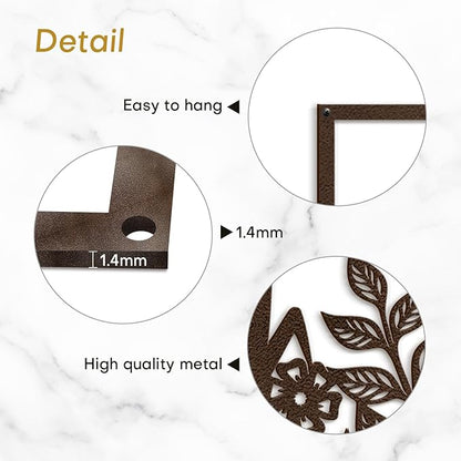 SIGNLEADER Metal Wall Art Decor Botanical Flower Plant Leaves Modern Abstract Wall Sculpture Hangings Home Decoration for Living Room, Bedroom, Bathroom, Kitchen, Outdoor - 36" Bronze