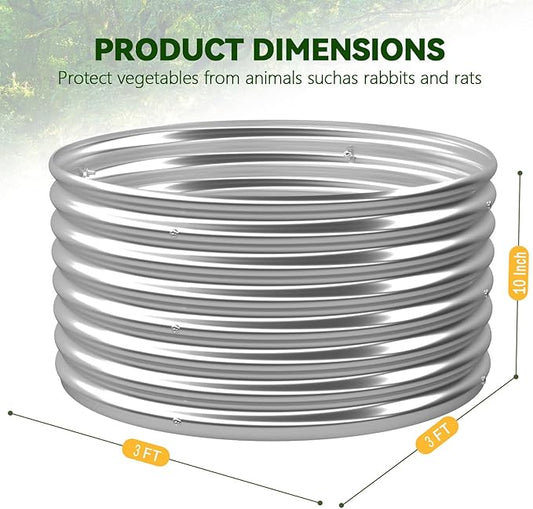 4 Pack 3'Lx3'W Round Galvanized Raised Garden Bed Outdoor,Metal Garden Bed for Vegetables,Steel Raised Beds for Gardening,Above Ground Garden Box for Flower