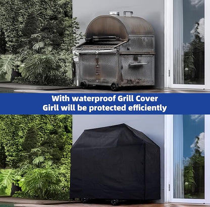 Perfect Grill Cover for Outdoor Grills Waterproof Rip-Proof Weather Resistant for Reliable Protection Griddle Cover Easy to Clean Adjustable Hem Drawstring Fade Resistant (Black, 48)