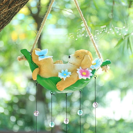 Taman Wind Chime - 29" Wind Bell for Outside Resin Dog Decorative Metal Bronze Mobile Wind Chime Memorial Sympathy Gift for Home, Outdoor, Yard, Patio,Garden Decor