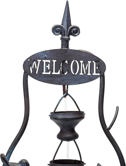 Alpine Corporation MAZ256 Indoor/Outdoor Floor Vintage Hanging 7-Cup Tiered Water Fountain, Rustic Waterfall, 41", Bronze