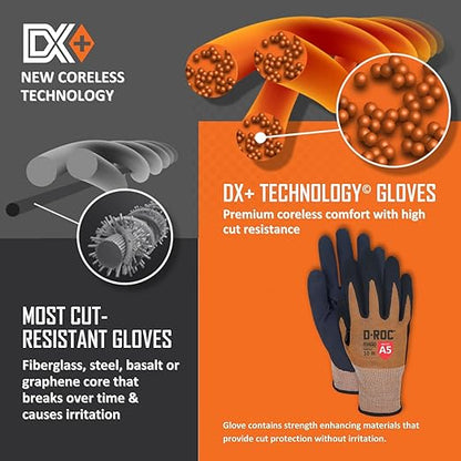 MAGID D-ROC VersaTek All-In-One Coated Glove,1 Pair, Cut Level A5 Resistant Work Gloves, DX+ Technology, DXPG53-Size 12/XXXL