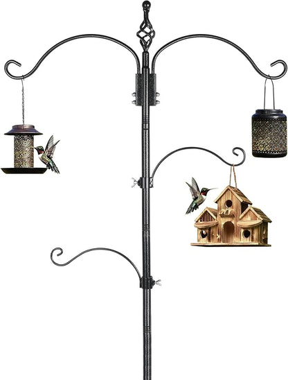 83 Inch Bird Feeder Pole Shepherd Hooks for Bird Feeders,Bird Feeding Station Kit with 5 Prongs Base Hummingbird Feeder Stand Hook for Outside