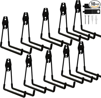 10 Pack Garage Hooks Heavy Duty with Anti-Slip Coating, Steel Utility Ladder Hooks for Hanging Garden Tools, Hoses, Ropes, Bikes and More (7.7in)