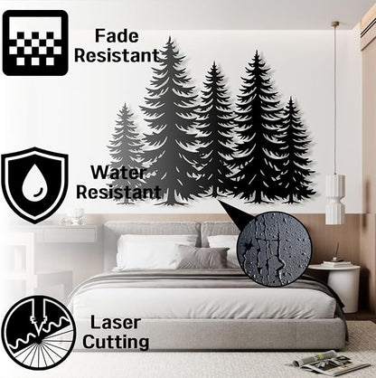 lunwall Metal Pine Tree Wall Art, Metal Forest Wall Art, Pine Branch Wall Decor, Christmas Tree Wall Decor, Forest Wall Hanging, Nature Lover Gift (Style 5, 37" W x 30" H / 95 x 75 cm)