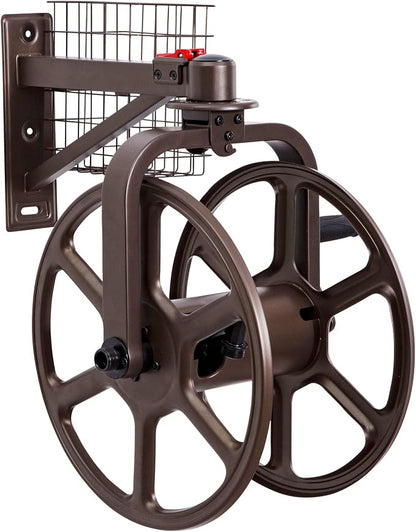 Liberty Garden Single Arm Navigator Hose Reel with Pull Up Latch, Bronze