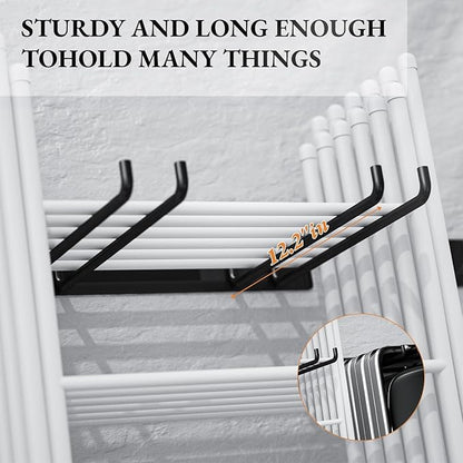 MOOMSINE Folding Chair Storage Rack for Garage, 2-Pack Heavy Duty Wall Mount Garden Tool Organizer, Utility Hooks for Lawn, Beach & Camping Chairs, Max Load 240 lbs