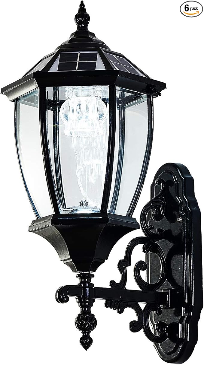 Solar Wall Lamp with Light Sensor,Waterproof Wall Light Outdoor Wall Sconce Led Hexagonal Light Fixture for Wall, Garage, Front Porch,Fence, Yard,Black