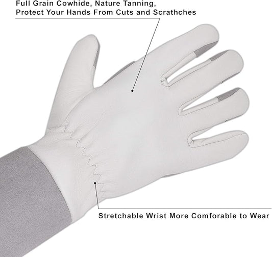 HLDD HANDLANDY Long Gardening Gloves for Women Men - Leather Rose Pruning Gloves Thorn Proof - Breathable Working Glove