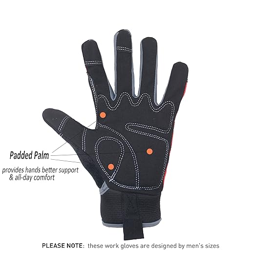 HANDLANDY Work Gloves Men & Women, Utility Safety Working Gloves Touch Screen, Flexible Breathable Yard Work Gloves (Extra Large, Red)