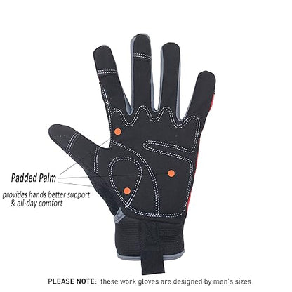 HANDLANDY Work Gloves Men & Women, Utility Safety Working Gloves Touch Screen, Flexible Breathable Yard Work Gloves (Extra Large, Red)