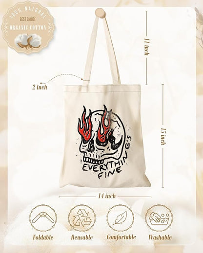 Miss Adola Aesthetic Canvas Tote Bag for Women - Sturdy Cloth Cotton Totes Bag with Pattern Shoulder Bag