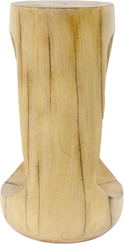 GDFStudio Outdoor Side Table, Lightweight Concrete Patio End Table, Hollow Decorative Garden Stool Accent Table with Wood-Like Texture,MGO Side Table for Balcony, Poolside, or Backyard, Natural Color