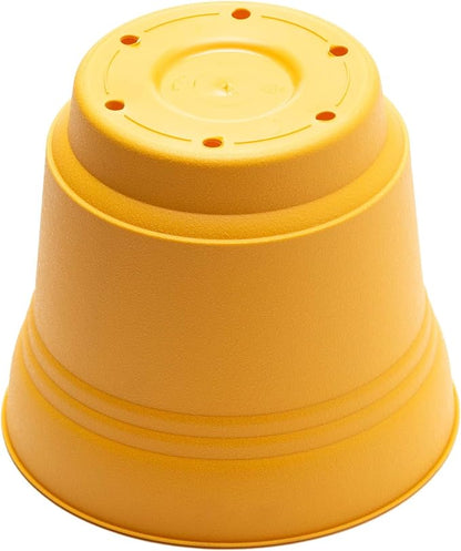 Bloem Saturn 7" Earthy Yellow Round Resin Planter Pot with Snap-in Saucer for Indoor and Outdoor Gardening