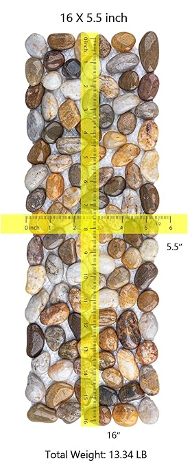 6 Pcs River Rock Stepping Stones, 16" L x 5.5" W Rectangles Natural Outdoor Pavers Pebbles Polished Gravel for Garden Walkway Pathway