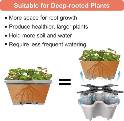 GameXcel Vertical Planter Tower- 5 Tier Stackable Garden Planter with Wheels and Tool Set – Grow Strawberries Herbs Flowers and Vegetables - Indoor Outdoor Use Gray