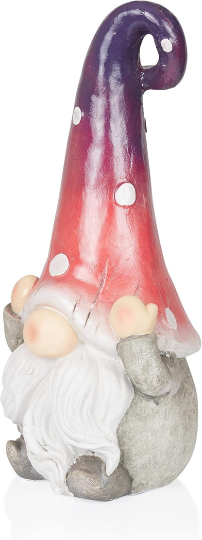 Alpine Corporation QWR1460 Hear No Evil Gnome Statue, Whimsical Décor for Patio & Garden, 18" H, Purple