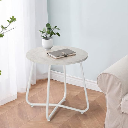 VECELO Patio Outdoor Side Snack Table,Small Round Anti-Rust Metal Style for Garden Balcony,Yard,Living Room