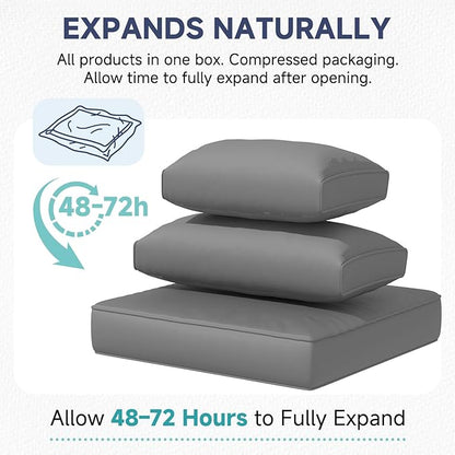 HOMREST Outdoor Sectional Cushions Set of 9, Waterproof Patio Furniture Cushions for 4-Seat Rattan Wicker Sofa, Deep Seat Couch Cushions with Non-Slip Bottom & Machine Washable Covers,Gray