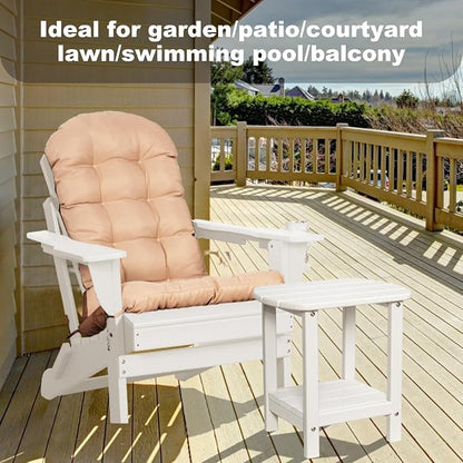 Adirondack Outdoor Side Table, 16.5” HDPE Small Patio Table with Storage Shelf, Weather Resistant End Table for Porch, Pool & Yard (White)