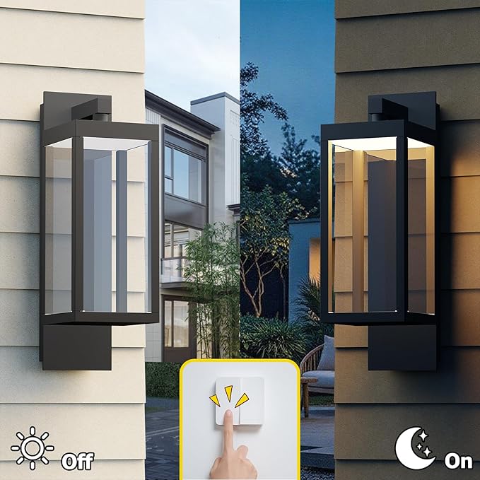 Outdoor Wall Light Fixtures, Outdoor Light Fixtures Wall Mount, Wall Sconce Lighting with Led Bulbs, Anti-Rust Modern Matte Black Outside Lights for Patio Front Door Entryway Garage