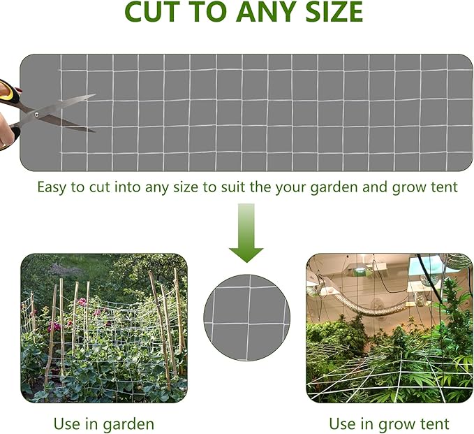 Toolazy Trellis Netting 5 x 750 ft - Heavy Duty Nylon Garden Netting with 6 Inch Mesh, Soft Plant Support Net for Tomatoes, Cucumbers, Peas, Vine Climbing Vegetables, Indoor Outdoor Greenhouse