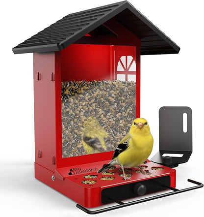 All-Metal Bird Feeder, Wall & Pole Mountable, 2.4L Large Capacity, Heavy-Duty Chew-Proof & Weather-Resistant Design, Easy to Clean & Fill, Attracts Wild Birds for Backyard & Garden