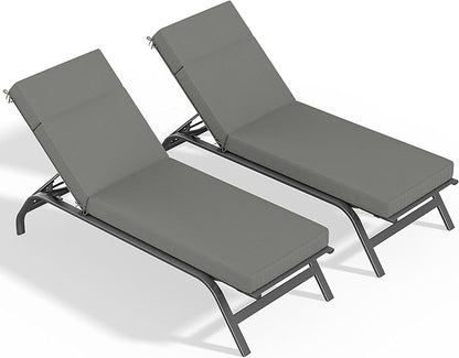 2 Pcs Chaise Lounge Cushions Outdoor, 80" L X 26" W X 4" D Lounge Chair Cushions for Outdoor Furniture, High-Density Foam Patio Chaise Cushion-Waterproof Fade-Resistant ThickPatio lounge chair cushion