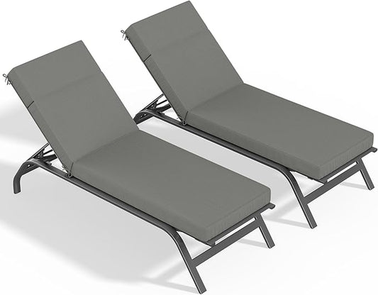 2 Pcs Chaise Lounge Cushions Outdoor, 80" L X 26" W X 4" D Lounge Chair Cushions for Outdoor Furniture, High-Density Foam Patio Chaise Cushion-Waterproof Fade-Resistant ThickPatio lounge chair cushion