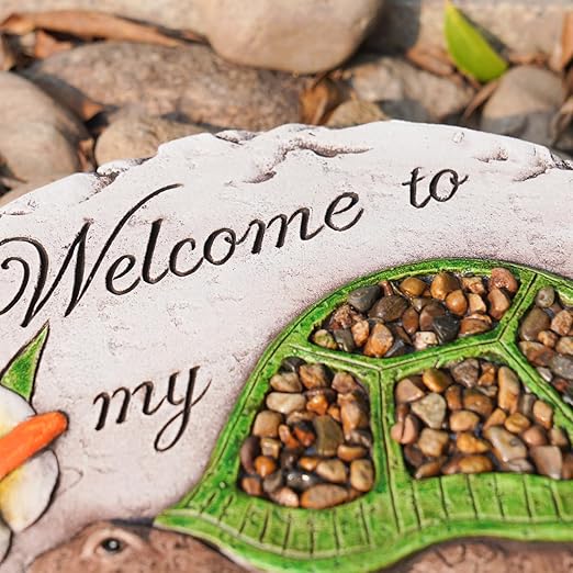 Outdoor Garden Decor Stepping Stones - Resin Tortoise Decorative Stones Pavers for Garden Decor for Outside Walkway Yard 9.5 * 9.5 * 0.5 Inch