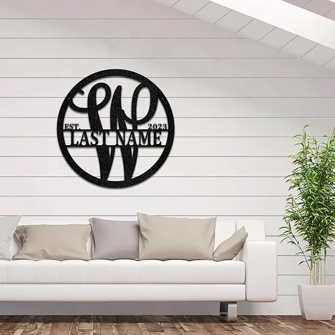 Personalized Metal Monogram Sign. Wedding Gift. Family Name Sign. Outdoor Name Sign. Anniversary. Last Name Sign. Metal Sign. Front Door.
