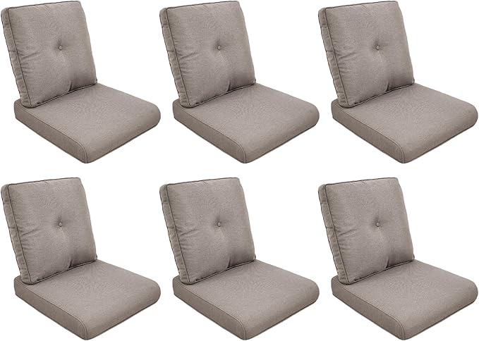 Patio Cushions for Outdoor Furniture - 22" x 25" x 4" UV Resistant Thick Foam Cushions Water Resistant Replacement Cushion for Outdoor Patio Furniture Chair/Sofa/Couch | Grey | 6-Pack |