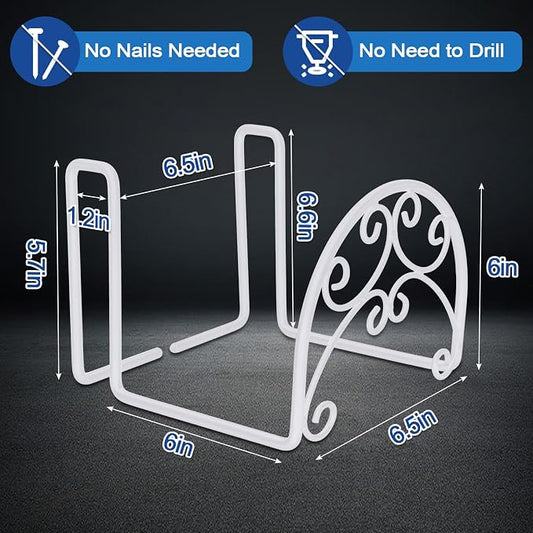 Wonderjune 2 Pcs Hose Holder Wall Mount Garden Heavy Duty Hanger Fits 3/4 Inch to 1-1/4 Inch Railing for Expandable Hose Reel Water Pocket Flexible Hook(White)