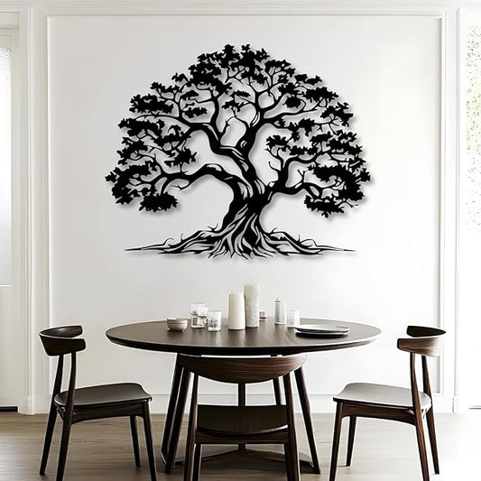 Bisamu Metal Tree Wall Art, Large Tree of Life Decor,Graceful,Black Metal Wall Art,Nature,Life Growth,Outdoor Decoration (30" x 24" | 76 x 61 cm)