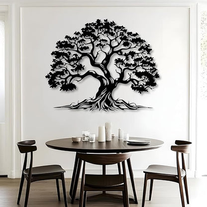 Bisamu Metal Tree Wall Art, Large Tree of Life Decor,Graceful,Black Metal Wall Art,Nature,Life Growth,Outdoor Decoration (28" x 22" | 70 x 57cm)