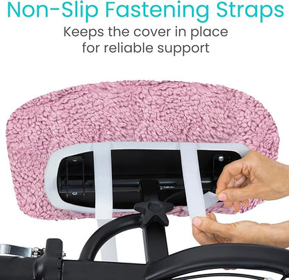 Vive Mobility Knee Scooter Pad Cover - Soft Plush Adult Sheepskin Memory Foam Cushion, Walker Accessory for Knee Roller, Padded Accessories Leg Cart Improves Comfort with Injury, Universal Fit (Pink)