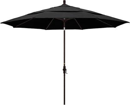 California Umbrella 11Ft Premium Patio Umbrella, Hand-Crank, Tilt-Collar, Bronze Frame, Solution Dyed Black Fabric