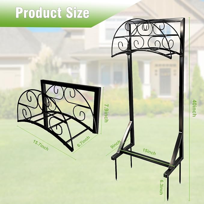 Garden Hose Holder, Heavy Duty 4 Spikes Water Hose Stand, Freestanding Hose Hanger Holds 150FT, Stable Hose Storage Organizer for Outside Yard Lawn