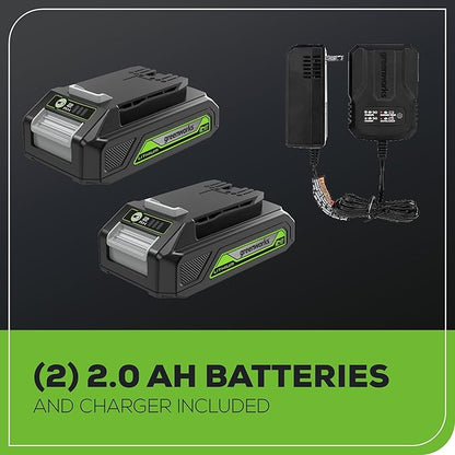 Greenworks 24V MAX Cordless Brushless Drill & Impact Driver Combo Kit, Electric Drill Set, High Torque, Lightweight, Professional Grade, Includes 2x 2.0Ah Batteries, Charger, and Storage Bag
