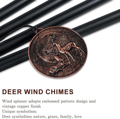 Wind Chimes for Outside, Vintage Deer Deep Tone Wind Chime Outdoor Clearance, Patio Porch Balcony Decoration, Garden Hanging Decor for Women Mom Grandma (32" Deer)