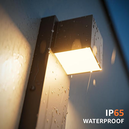 4 Pack 13" Modern Outdoor Led Wall Light,16W 3000K 1200Lumen Porch & Patio Hardwired Wall Mount Wall Sconces,Exterior IP65 Waterproof Aluminum Wall Lamp for Front Door Garage Garden(Black)