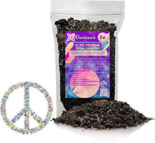 Gardenera Premium Organic #1 Potting Soil Mix - Ideal Nutrient Blend for Robust, High-Yield, and Beautifully Blooming Outdoor Guerrilla Growing Plants - 2 Quart