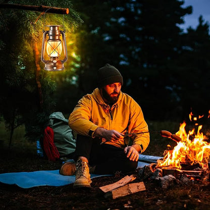Solar Lantern Outdoor, Hanging Solar Lights Flickering Flame LED Vintage Lantern, Waterproof Camping Lamps, Auto On/Off Landscape Decor for Patio Garden Yard Pathway Porch, Rechargeable Lanterns 2Pack