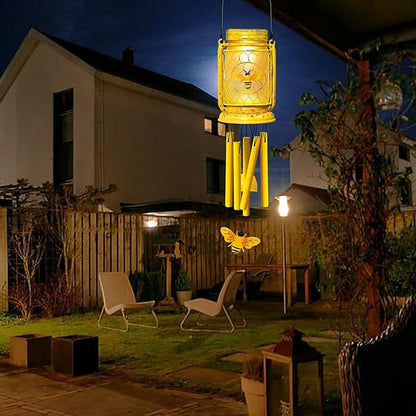 1 Pack Solar Bee Wind Chimes for Outside, Mother' s Day Gifts for Mom Women Grandma, Solar Mason Jar Wind Chime Light Unique Hanging Wind Chimes Outdoor, IP65 Waterproof for Yard Garden Terrace