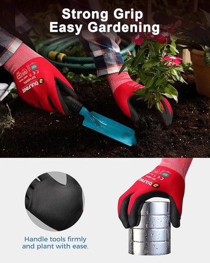 Safety Work Gloves MicroFoam Nitrile Coated-12 Pairs Pack,Red Seamless Knit Nylon Glove with Black Micro-Foam Nitrile Grip,Ideal for General Purpose,Automotive,Home Improvement,Painting(Large)