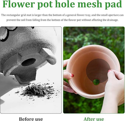 18pcs Flower Pot Hole Mesh Pad, 11.8x7.8 Inch Planter Mesh Drainage Screen, DIY Drainage Netting Pot Bottom Grid Mat Keep Soil from Flowing Away